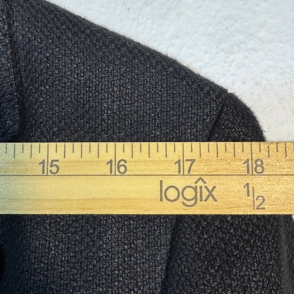 Vintage Talbots Black Linen Blend Blazer Sz 12 Single Breasted Y2K Career Jacket - Picture 12 of 16